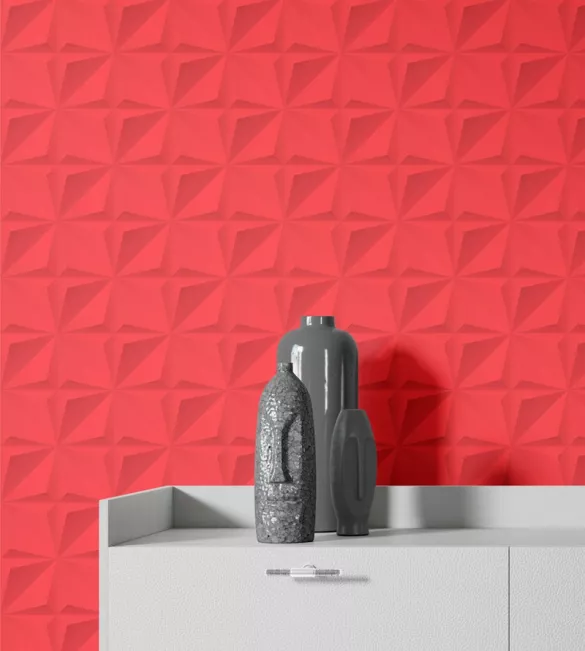 Papel de parede 3D dobras tons vermelho 3419-8243