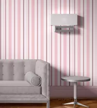 Papel de parede adesivo listrado feminino tons de rosa e branco 3423-8253