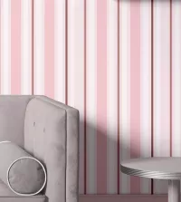 Papel de parede adesivo listrado feminino tons de rosa e branco 3423-8255