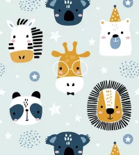 Papel de parede infantil Safari fundo azul 3428-8269