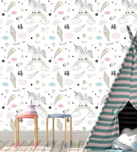 Papel de parede infantil unicórnio lovers 3429-8272