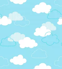 Papel de parede infantil azul com nuvens brancas 3314-8279