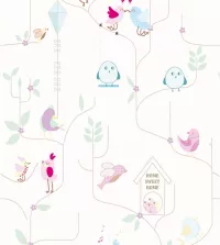 Papel de parede adesivo infantil passarinhos 3431-8281