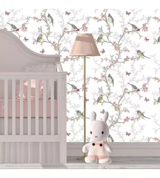 Papel de parede jardim e pássaros