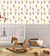 Papel de parede infantil macaquinhos 3434-8288