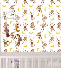 Papel de parede infantil macaquinhos 3434-8290