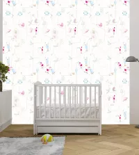 Papel de parede infantil passarinhos romantic 3435-8291