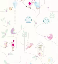 Papel de parede infantil passarinhos romantic 3435-8292