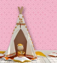 Papel de parede infantil ursinhos com fundo rosa 3436-8294