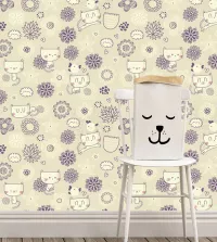 Papel de parede infantil gatinhos kawai 3437-8297