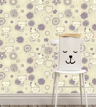 Papel de parede infantil gatinhos kawai