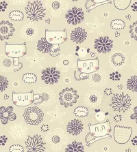 Papel de parede infantil gatinhos kawai 3437-8298
