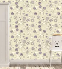 Papel de parede infantil gatinhos kawai 3437-8299