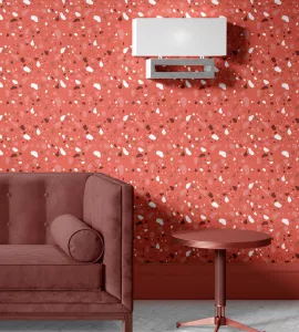 Papel de parede adesivo Granilite em tons vermelhos