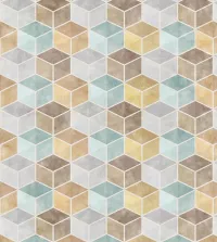 Papel de parede adesivo geométrico cubos vintage 3448-8327