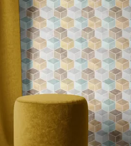 Papel de parede adesivo geométrico cubos vintage