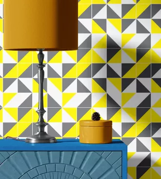 Papel de parede adesivo mosaico tons de amarelo
