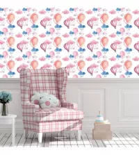 Papel de parede aquarela de balões rosa 3459-8366