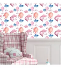 Papel de parede aquarela de balões rosa 3459-8367