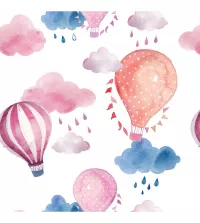 Papel de parede aquarela de balões rosa 3459-8368