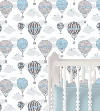 Papel de parede balões tons frios