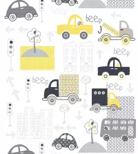 Papel de parede de carrinhos tons claros 3461-8373