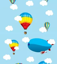 Papel de parede infantil balões com fundo azul 3463-8388