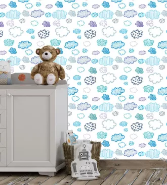 Papel de parede quarto de menino nuvens