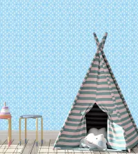 Papel de parede infantil ursinhos com fundo azul 3469-8396