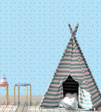 Papel de parede infantil ursinhos com fundo azul