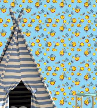 Papel de parede infantil espaço e foguetes