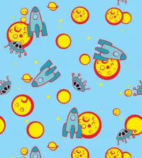 Papel de parede infantil espaço e foguetes 3470-8400
