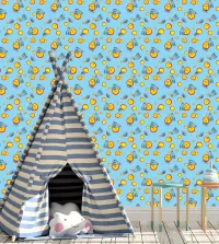 Papel de parede infantil espaço e foguetes 3470-8401