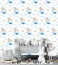 Papel de parede infantil arco íris tons de azul 3473-8408