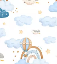 Papel de parede infantil arco íris tons de azul 3473-8409