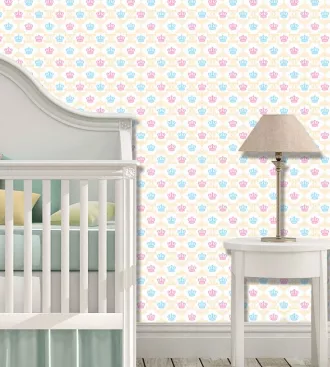 Papel de parede infantil coroinhas