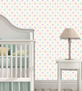 Papel de parede infantil coroinhas