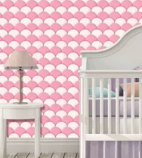 Papel de parede infantil sereia em tons rosa 3476-8419