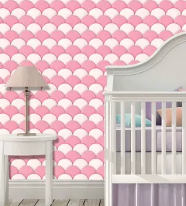Papel de parede infantil sereia em tons rosa