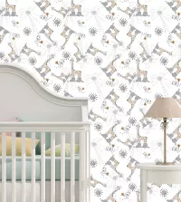 Papel de parede infantil girafinhas e passarinhos 3480-8427