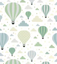 Papel de parede infantil com balões e nuvens 3481-8430