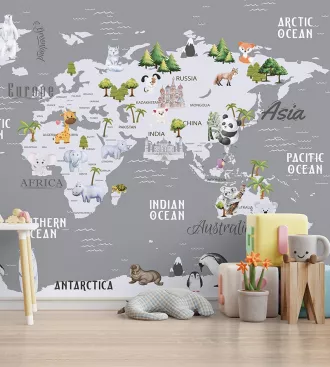 Papel de Parede Mapa Word Map aninais