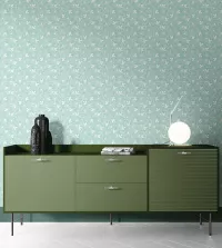 Papel de parede floral delicado, com fundo azul 3486-8444