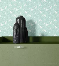 Papel de parede floral delicado, com fundo azul 3486-8446