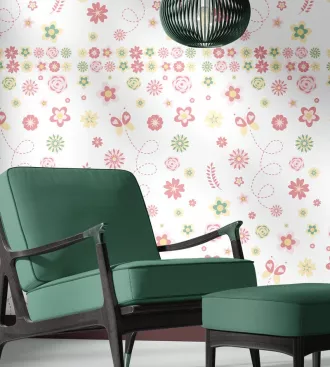 Papel de parede floral delicado infantil