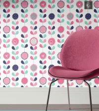 Papel de parede floral com flores pendentes 3488-8450