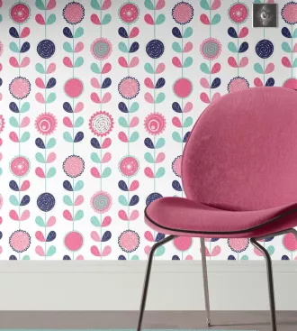 Papel de parede floral com flores pendentes