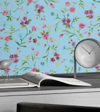 Papel de parede Floral turquesa 3492-8463