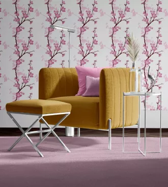 Papel de parede Flor de cerejeira tons rosa