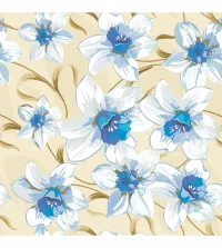 Papel de parede Floral com flores em tons de azul 3495-8470
